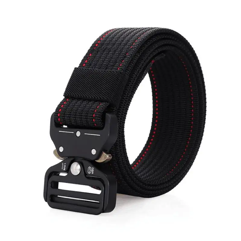 Black red line SupSindy военная техника боевые тактические ремни для мужчин армейская тренировочная нейлоновая металлическая пряжка открытый охотничий ремень мужской ремень - Цвет: Black red line