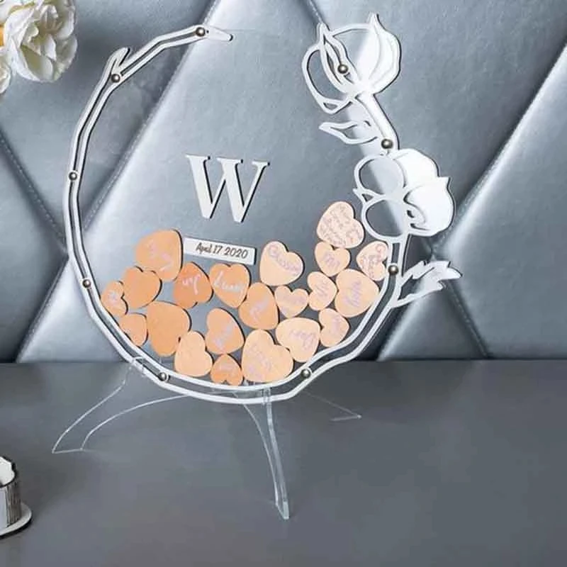 Transparent Wedding Guest Book, Guest Book, Personalized Wedding Flower Book ,Your Content Acrylic Drop Boo