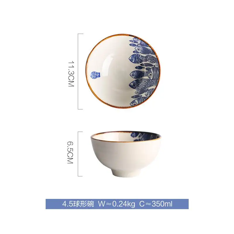 Японский Стиль подглазурного Цвет Керамика посуда внутренние блюдо миска для еды суп Лапша - Цвет: 4.5 inch spherical