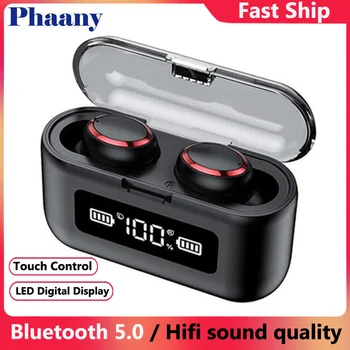 

Phaany Wireless Headphones TWS Bluetooth 5.0 Earphone HiFi Waterproof Earbuds Touch Control Headset for Sports /Game