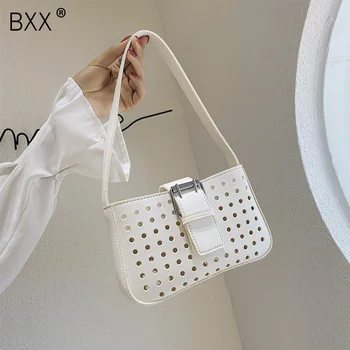 

[BXX] Solid Color PU Leather Small Bags For Women 2020 Summer Fashion Hollow Out Shoulder Handbags Ladies Travel Hand Bag HM712