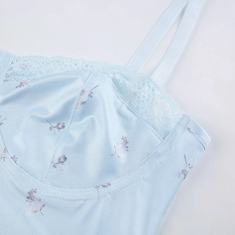 Topo de Colheita Verão sem Mangas Fora do Ombro Fsda Pescoço Floral Impressão Tubo Feminina Casual Espaguete Cinta Festa Rendas Tanque Topos Sexy v 14 Moda Feminina