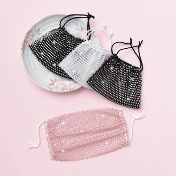 

Colorful rhinestone face mask Crystal Mouth Face Mask for Female Trendy Decorative Face Mask Rhinestone Prom Party Body Jewelry