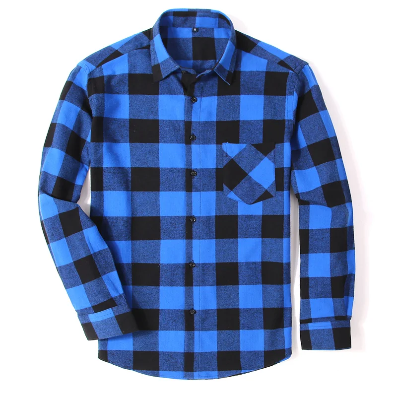 100% Cotton Flannel Men's Plaid Shirt Slim Fit Spring Autumn Male Brand Casual Long Sleeved Shirts Soft Comfortable 4XL 100% Cotton Flannel Men's Plaid Shirt Slim Fit Spring Autumn Male Brand Casual Long Sleeved Shirts Soft Comfortable 4XL