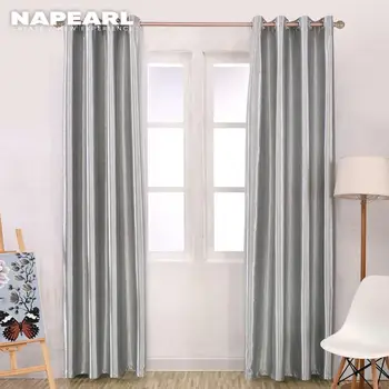

NAPEARL Modern blackout curtains full shade solid window treatments bedroom drape purple gray curtains short kitchen curtains