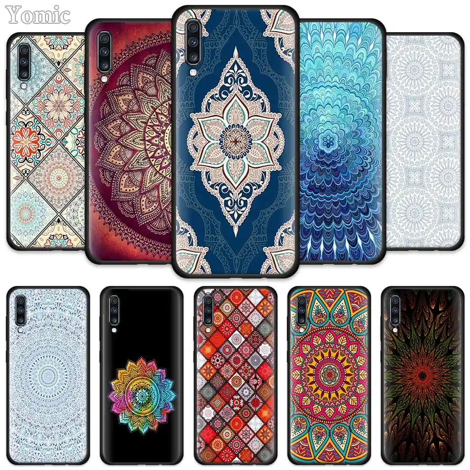 Индийский узор Мандала Чехлы для Samsung Galaxy A50 A51 A40 A70 A71 A20 A30 S A20e A80 квантовый Черный