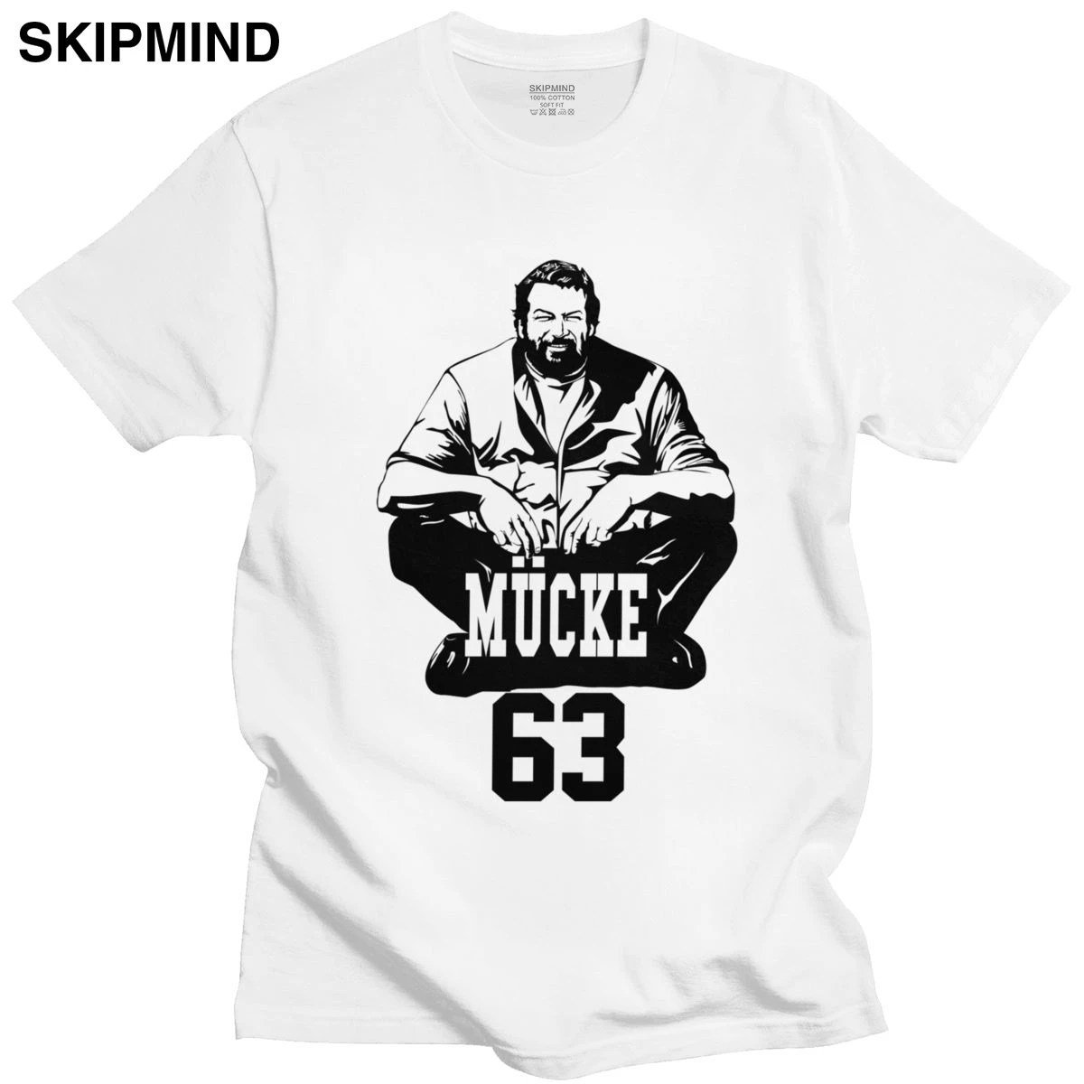 Мужская футболка из 100% хлопка с коротким рукавом рисунком Бада Спенсера теренса