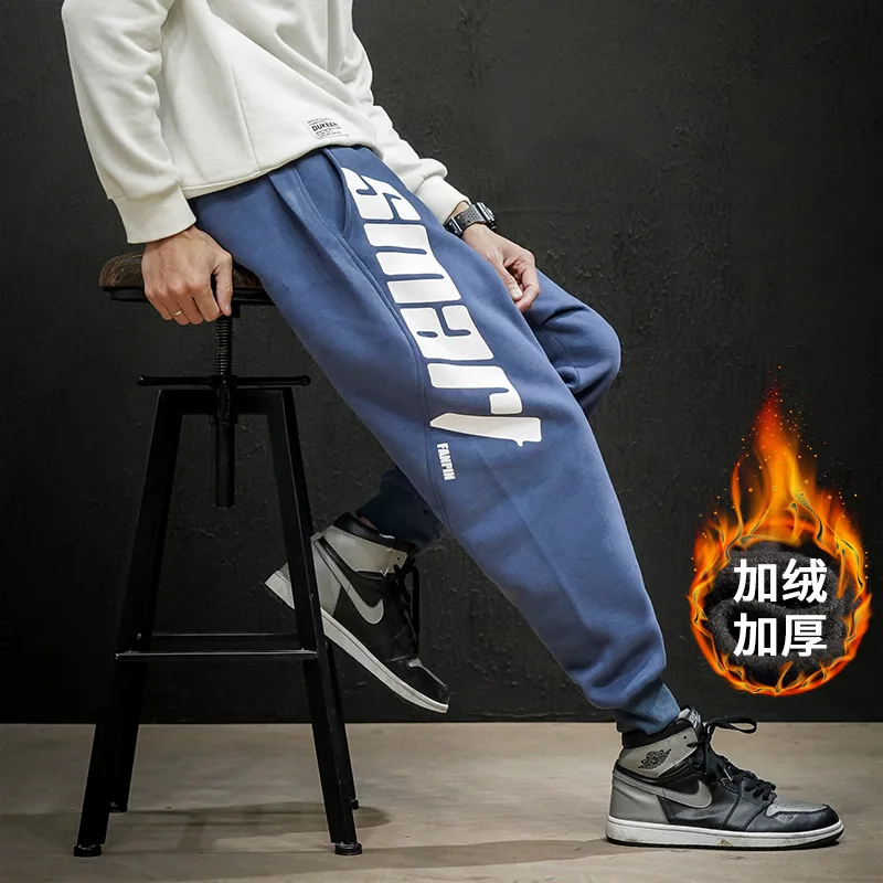 

2019 Winter New Style Japanese-style Macheda Large Size plus Velvet Printed Casual Sweatpants M-5x Hk19