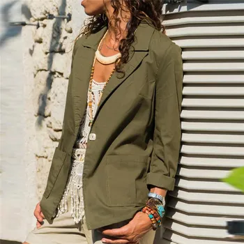 

Women Suit Coat 2019 Fashion Loose Casual Long Sleeve Solid Pocket Cotton And Linen Cardigan Coat Spring Autumn Casual Suit Coat