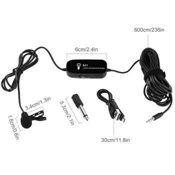 

Rechargeable Clip-on Lapel Lavalier Condenser Microphone Mic Omni-directional 3.5mm Plug Cable for Smartphone DSLR Camera