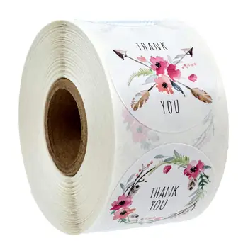 

500pcs per roll 6 Designs floral thank you sticker seal labels christmas gift decoration sticker for package stationery sticker