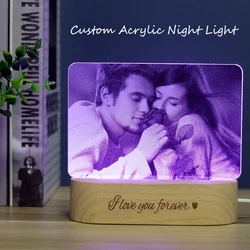 Custom 3D Acrylic Photo Night Lamp Customzied Picture/Text Led Night Light Anniversary Birthday Christmas Personalized gifts