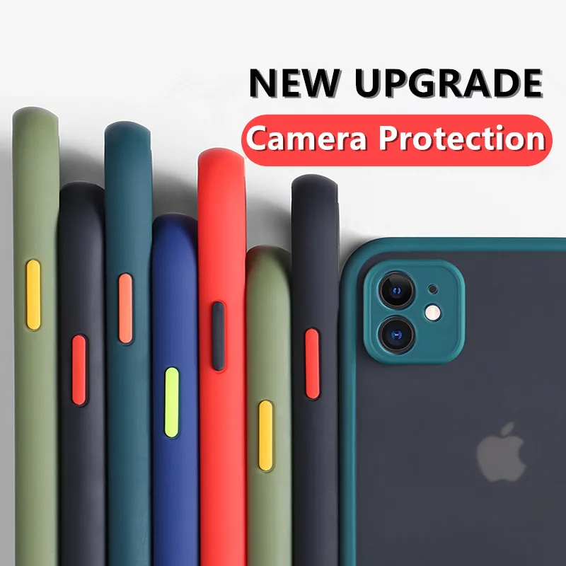 

Camera Lens Protection Phone Case Shockproof Cover Transparent for Iphone 11 Pro Max 12 Mini X XS XR 6 6S 7 8 Plus SE 2020 Matte