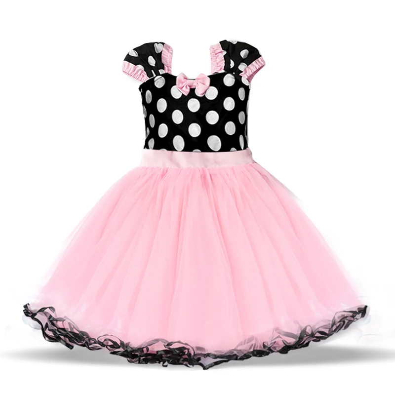 Необычные 1 год, платье для дня рождения для девочки Косплэй платье с Минни Маус вверх поздравительные открытки Хэллоуин маскировки одежда принцессы для детей возрастом от 0 до 6 лет; сезон осень - Цвет: Pink 2