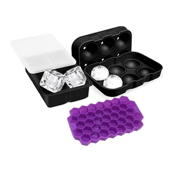 

3Pcs Silicone Ice Square Tray with Lids,Sphere Square Honeycomb Ice Square Mold,Flexible,Reusable,DIY,Dishwasher Safe