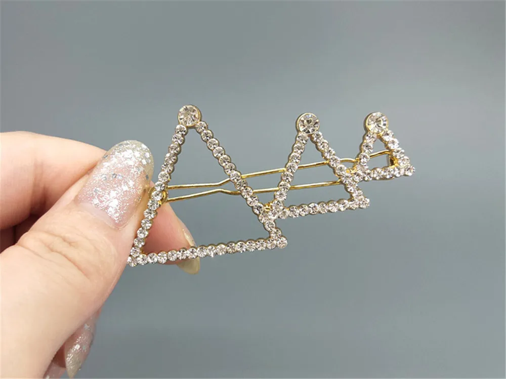 1PC New Shining LOVE Triangle Star Hairpins Diamond Barrette Hair Clips For Girls Styling Tool Hairgrip Women Hair Accessories (7)