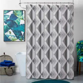 

Shower Curtains White and Gold Grey,Triangles with Parallel Lines in Dark and Retro Minimalist Pattern Work of Art Print,Ash