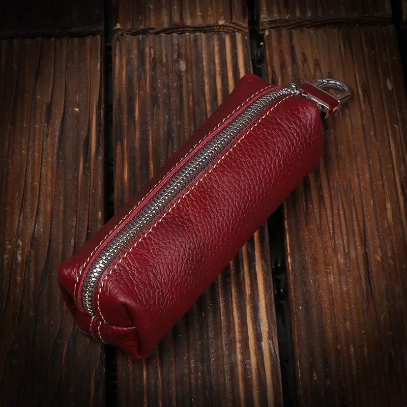 Red Кожаная сумка для ключей, для мужчин и женщин, чехол для ключей, для малого бизнеса, автомобильный держатель для ключей, Карманный чехол, сумка для домохозяек,, кошелек для ключей, кошелек - Цвет: Red