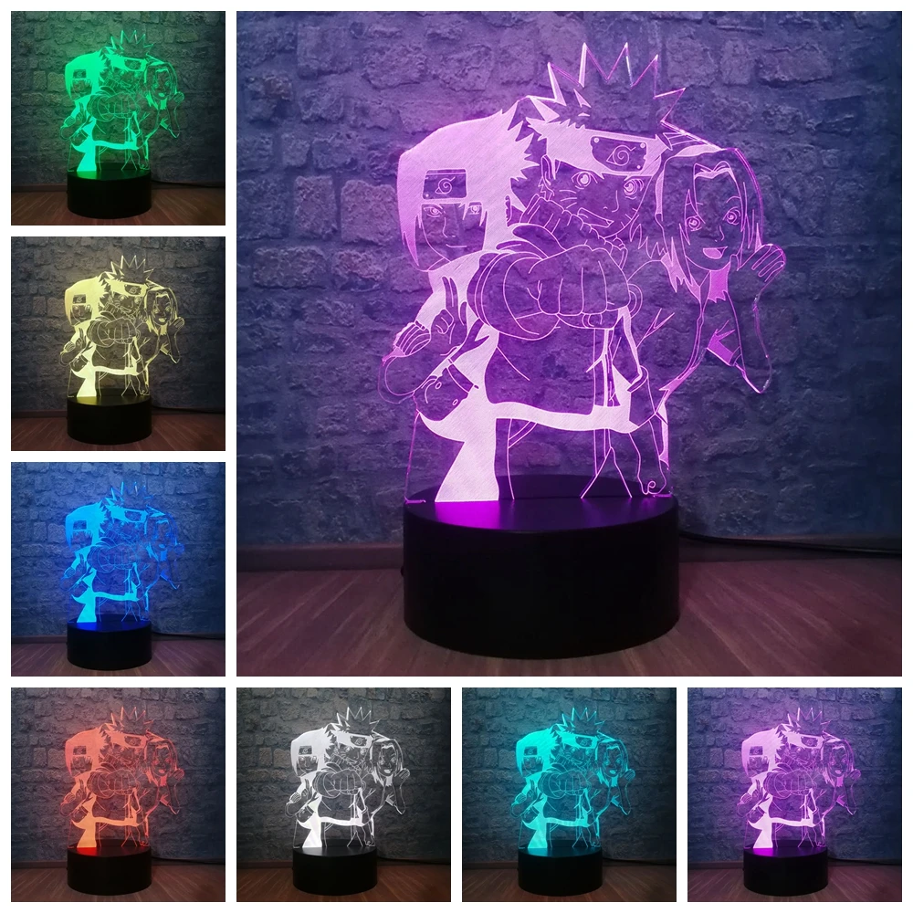 Generic Naruto Night Light 7 Color Change Led Touch Table Lamp Team