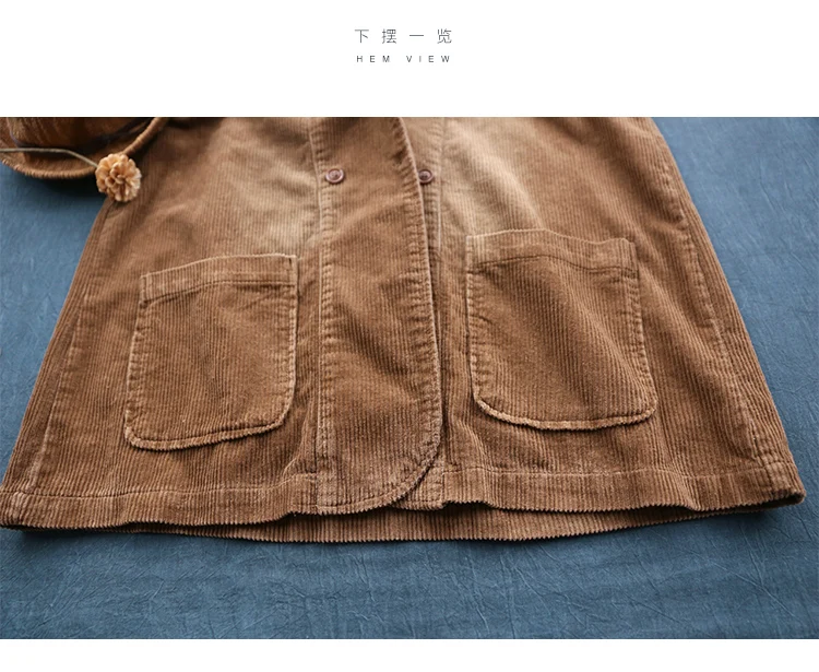 Spring Autumn Womens Loose Hooded Jacket Women Corduroy Jackets Short Coats Female Vintage Outerwear Women Cropped Jacket
