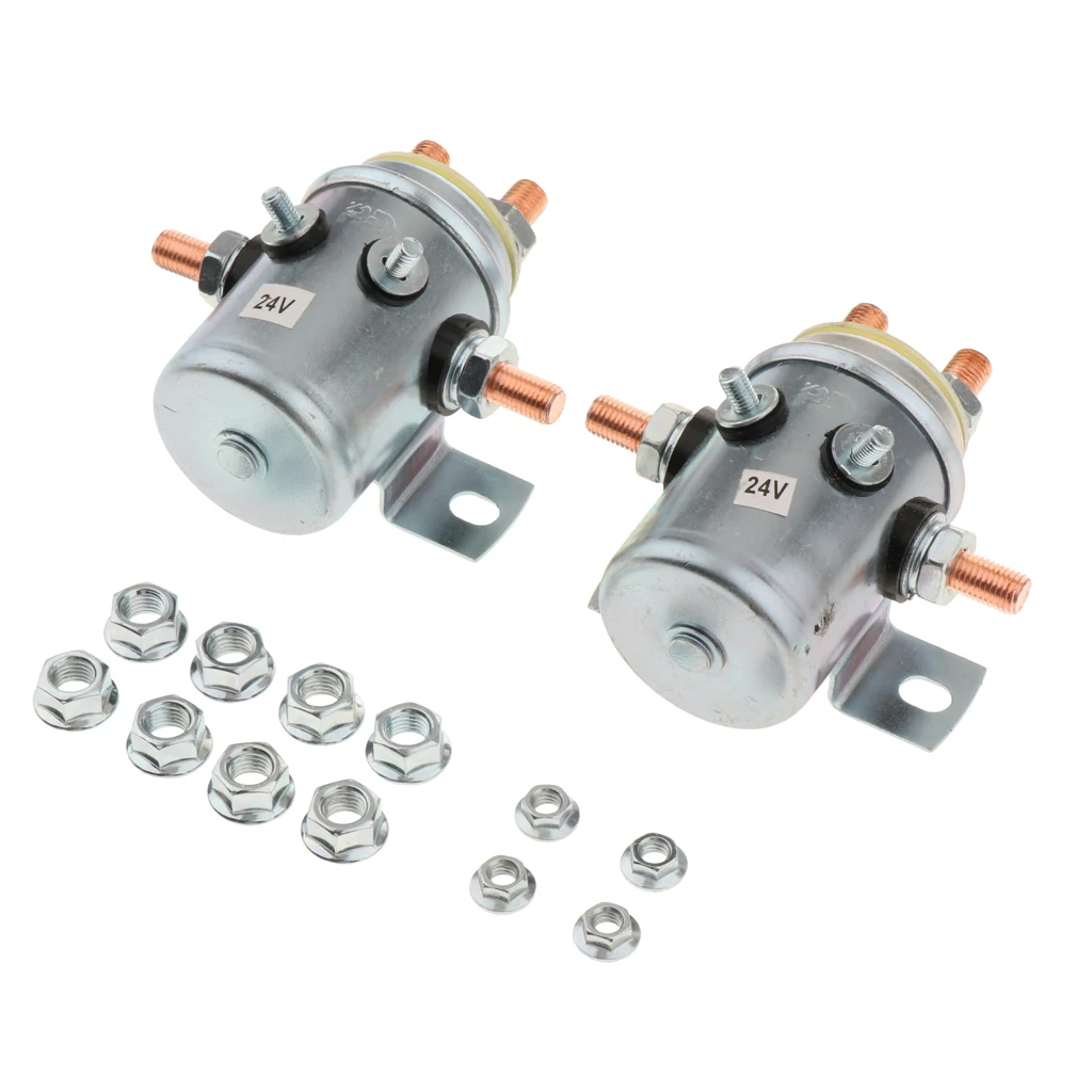 2X Solid Continuous Duty 24V 200A Solenoid Relay for Winch Trailer Golf Cart Auto Car, 21.9 x 6.50 x 9.45 inch