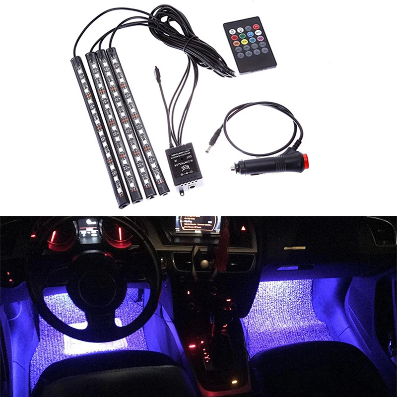 

Car-Styling Decorative Light Wireless Remote/Music/Voice Control Interior Floor Foot Decoration Light LED RGB Neon Lamp Strip