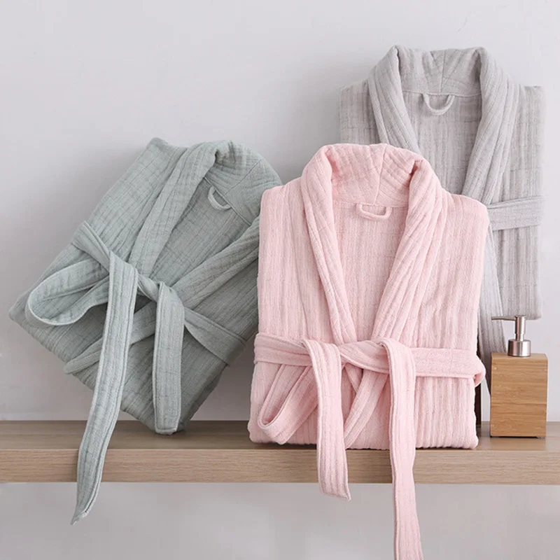 6 Ply Gauze Robe Cotton Unisex Robe Bath For Men And Women Soft highly absorbent Females Casual Home Bathrobe