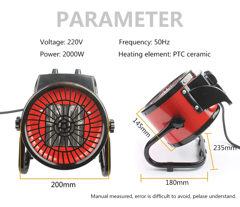 Aquecedor elétrico industrial portátil termostato aquecedor de
