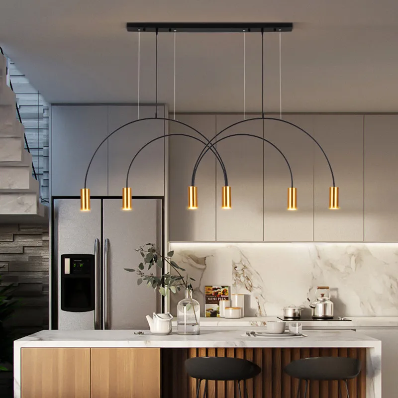 Nordic Post-modern Minimalist Line Chandelier Personality Creative Model Room Restaurant Dining Table Coffee Shop Bar Chandelier