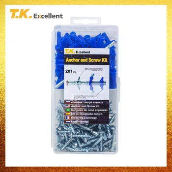 

T.K.EXCELLENT Screw Round Head Drill Self-tapping Screws for Woodworking Conical Anchor Blue And White Zinc C1022 200Pcs