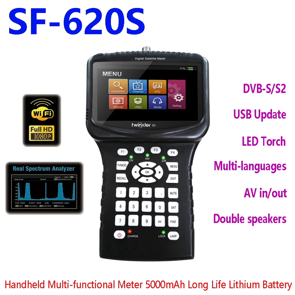 Twinkler SF 620S DVB S2 спутниковый искатель с 4 3 дюймовым ЖК экраном спектра WiFi CS