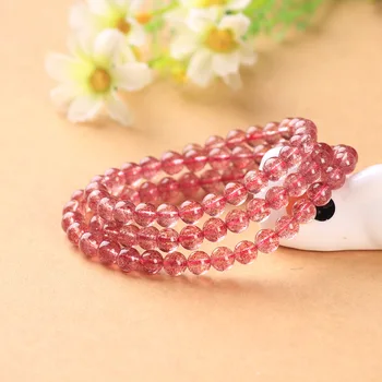 

Natural gemstone strawberry crystal bracelet, natural crystal energy bracelet, casual jewelry gifts for men and women