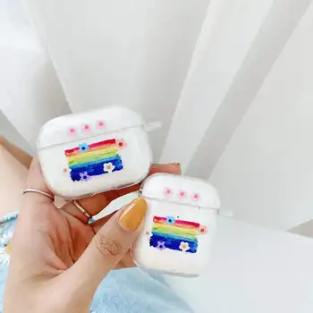 

Rainbow Floral Clouds Transparent Earphone Cover for AirPods Protective Case 1/2/3 Soft Case for Apple AirPod Headset Cover