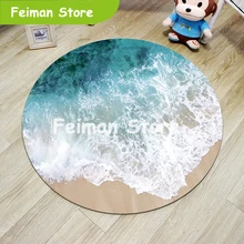 3D морской пляж круглый ковер компьютерный стул коврик для гостиной Детская комната спальня Противоскользящий ковер домашний декор