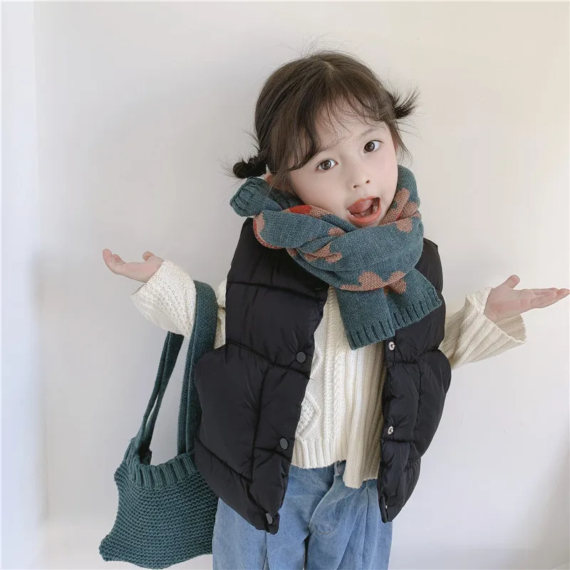 Корейские вязаные шерстяные мягкие теплые осенне-зимние плотные детские шали для мальчиков и девочек, шарфы, аксессуары-LHC