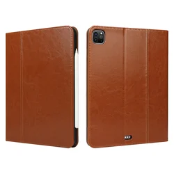 2021 novo luxo crazy horse grain óleo afiado couro caso para ipad pro11 para ipad pro 12.9 suporte capa protetora macio tpu caso