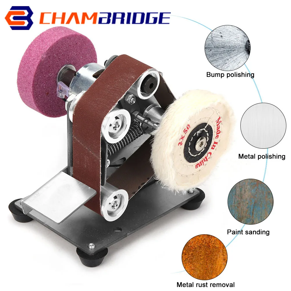 110V/220V Polishing Grinding Machine Mini Electric Belt Sander Cutter Edges Sharpener Multifunctional Grinder 7 Speed Adjustable 3