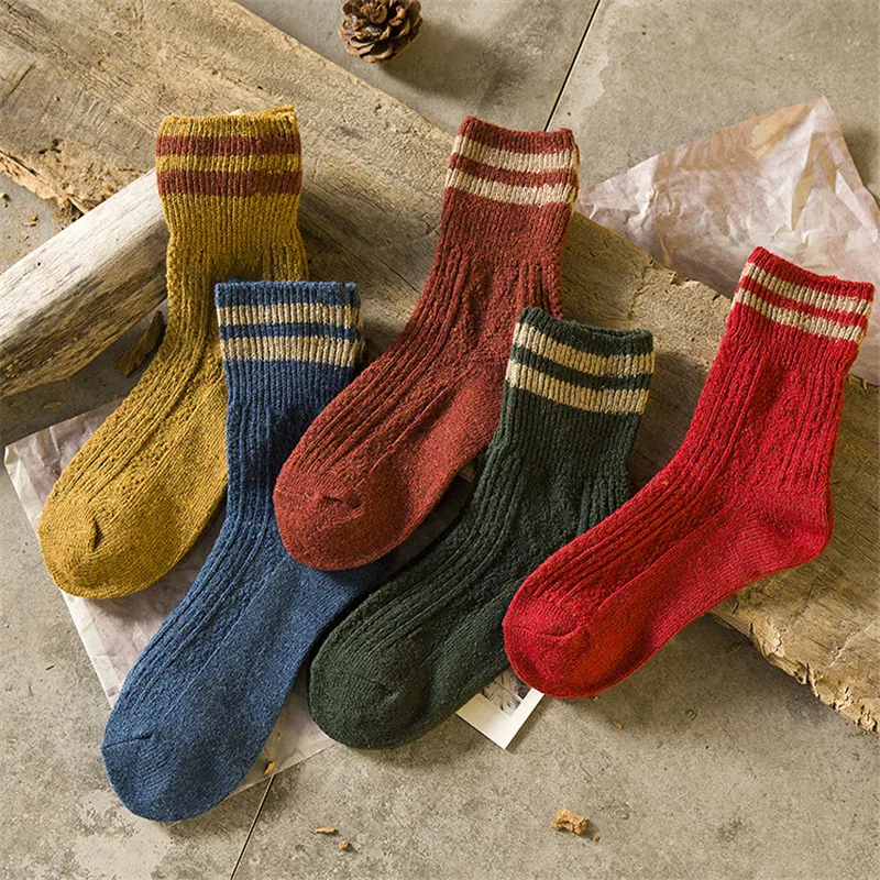 1 пара, женские носки, модные повседневные однотонные длинные носки для женщин, шерстяные носки, женские теплые носки, Осень-зима, Рождество, 5 цветов