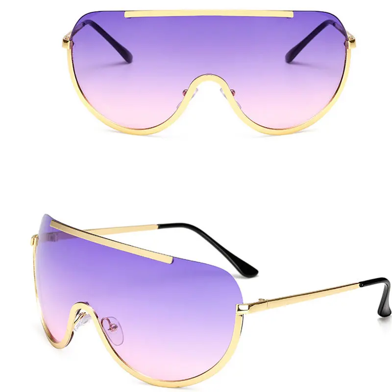 RBRARE Siamese Alloy Sunglasses Women Classic Round Sun Glasses Metal Candy Colors Outdoor Oculos De Sol Feminino UV400 - Цвет линз: Purple Pink