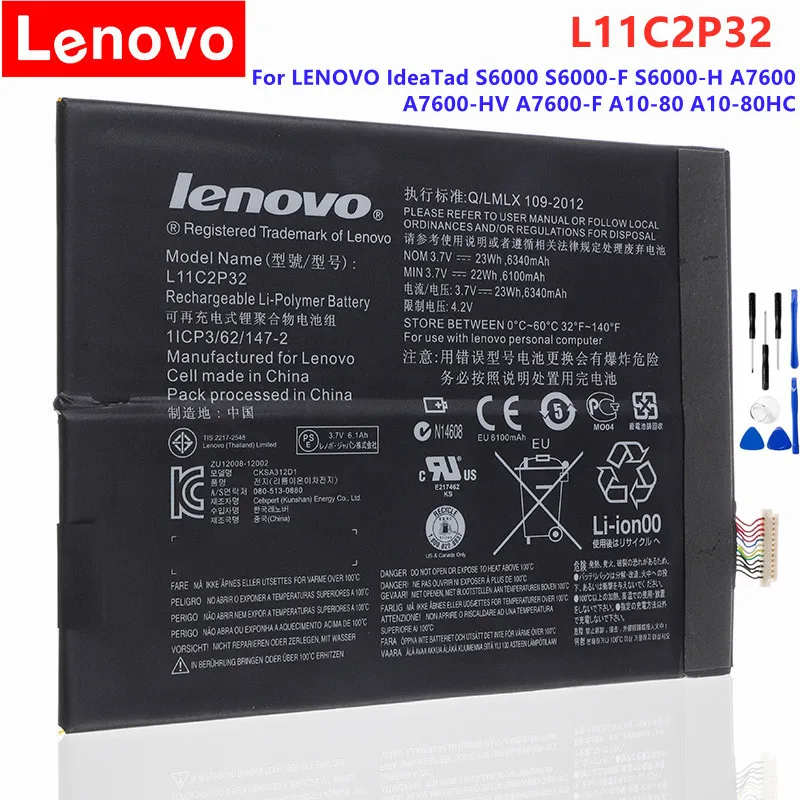 Lenovo Original Battery L11c2p32 For Lenovo Ideatad S6000 S6000-f S6000-h  A7600 A7600-hv A7600-f A10-80 A10-80hc L12d2p31 - Mobile Phone Batteries -  AliExpress