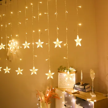 3-M 138 LEDs Ster String Lights Home Gordijn licht Guirlande Decoratie Kerst Nieuwe Jaar Vakantie Partij Knipperende kerstverlichting