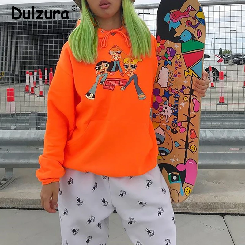 Harajuku Забавный принт с героями мультфильмов толстовка капюшоном в стиле унисекс