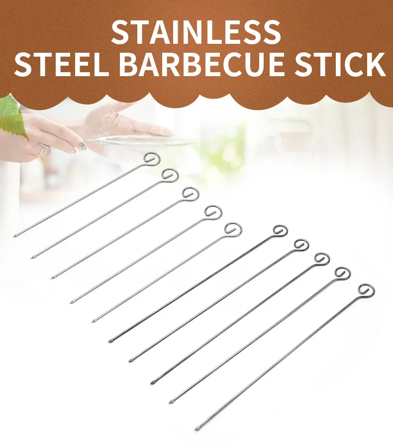 Stainless steel Barbecue Skewer Metal Durable BBQ tools barbecue accessories 10 pcs/Set BBQ Stick