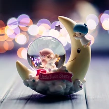 8,5*6,2 см Близнецы Луна милая розовая девочка Снежный шар стеклянный домашний декор для спальни для рабочего стола креативные подарки на день рождения для девушки