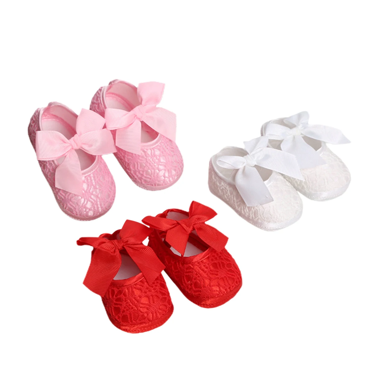 Zapatos de bautismo para bebé niña, zapatos de vestir de princesa con lazo, suela suave, antideslizantes, cómodos, para primeros pasos de 0 a 12 meses