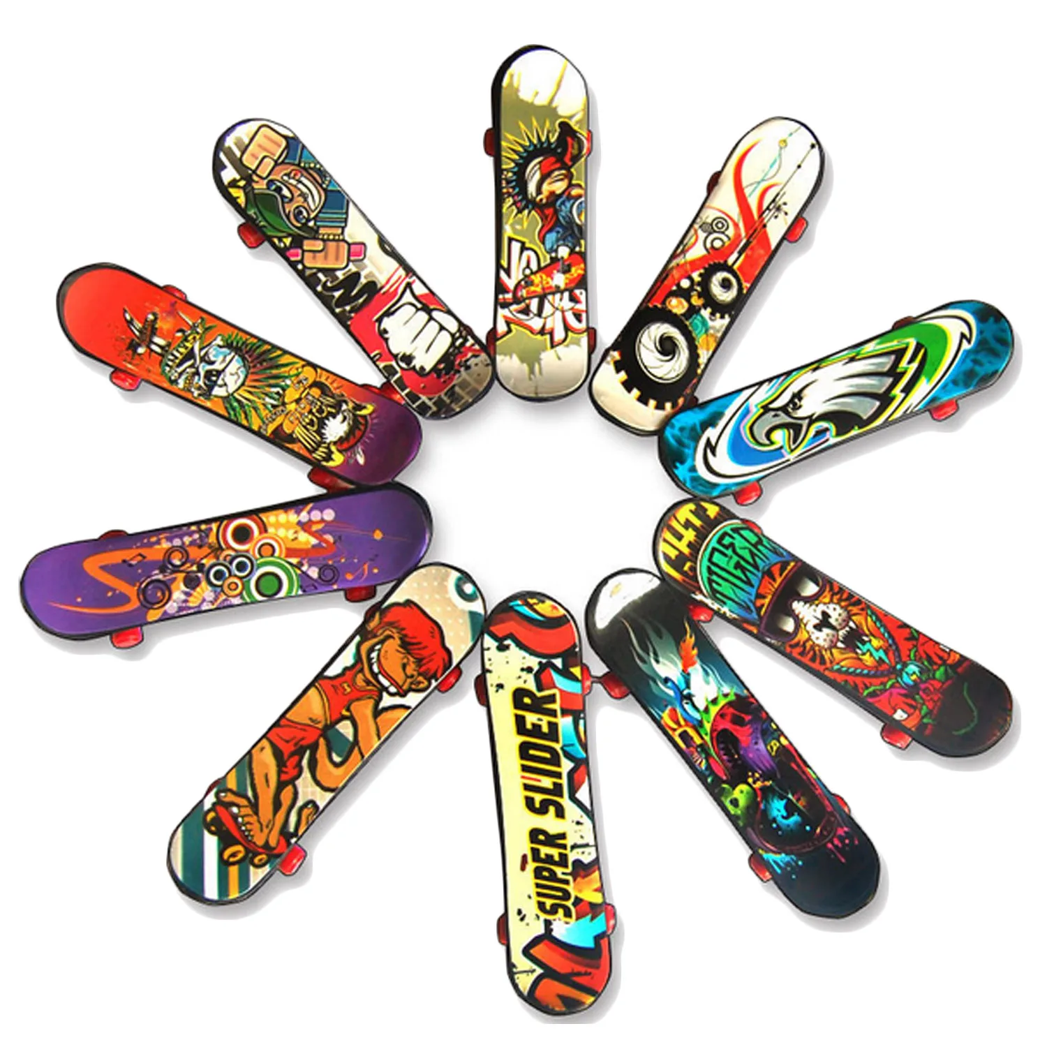 Besegad 10pcs Plastic Mini Finger Skateboards Fingerboard Toys Finger