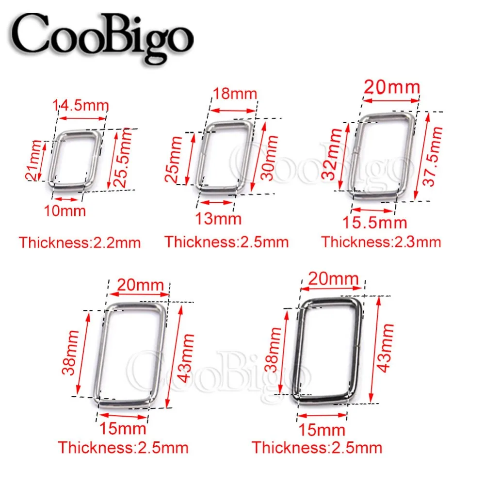 20 шт. металлическая Регулируемая прямоугольная d-образная кольцевая пряжка для ремня, размер 3/" 1" 1-1/" 1-1/2" для рюкзака, сумки для домашних животных, ошейник, аксессуары