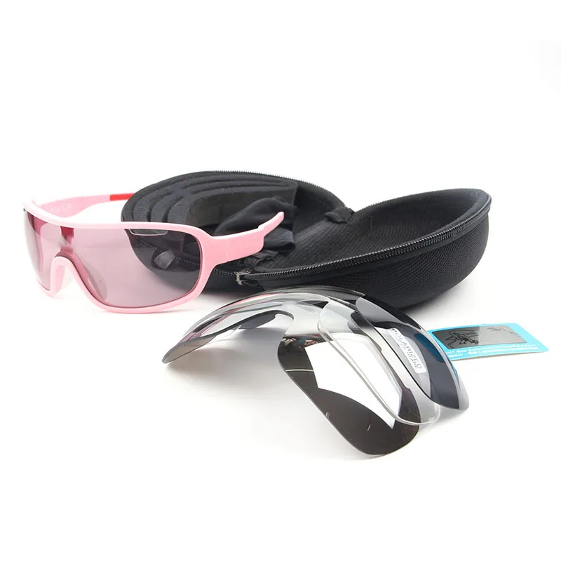 Солнцезащитные очки для велоспорта, езды на велосипеде, спорта на открытом воздухе, велосипедные солнцезащитные очки, очки для велоспорта с 4 линзами, велосипедные очки - Цвет: Золотой