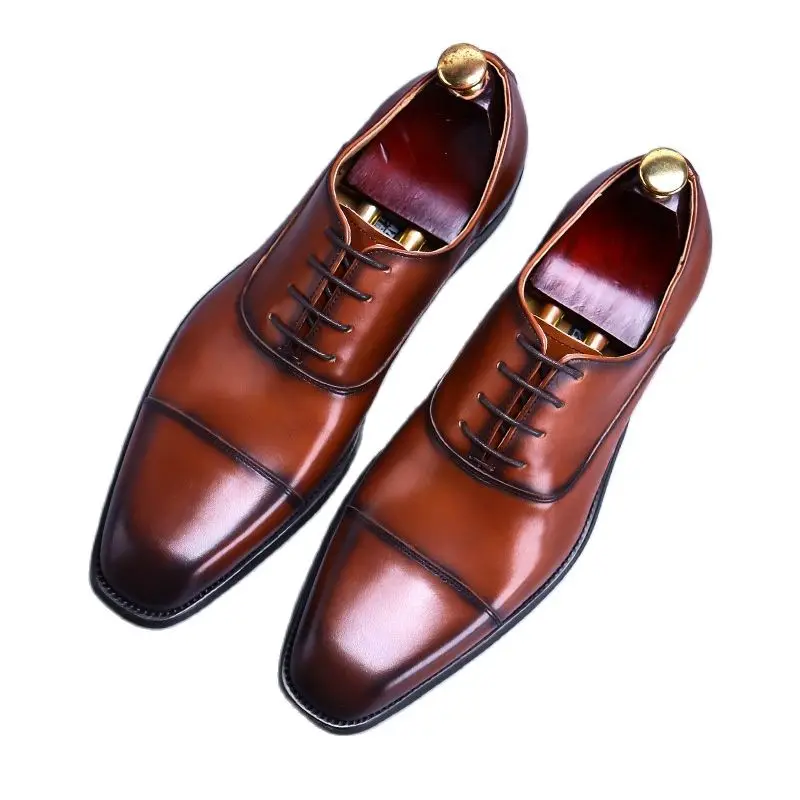 

20613 Handmade First Layer Cow Genuine Leather Shoes Men's Four Seasons Brand Formal Business Leather Shoes