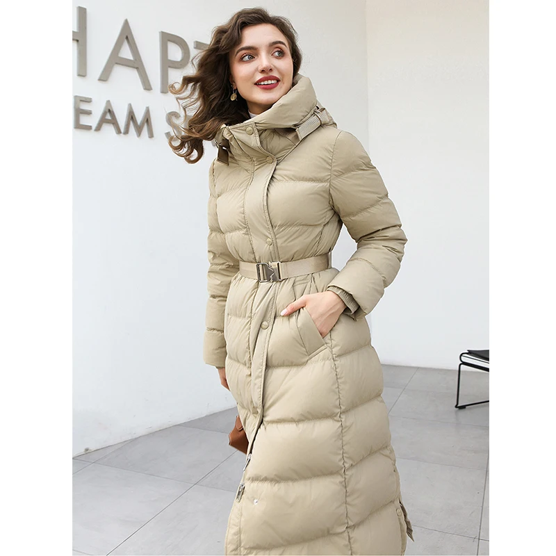 Fitaylor/Новинка Зимняя парка с длинным капюшоном Модная женская куртка на 90% белом